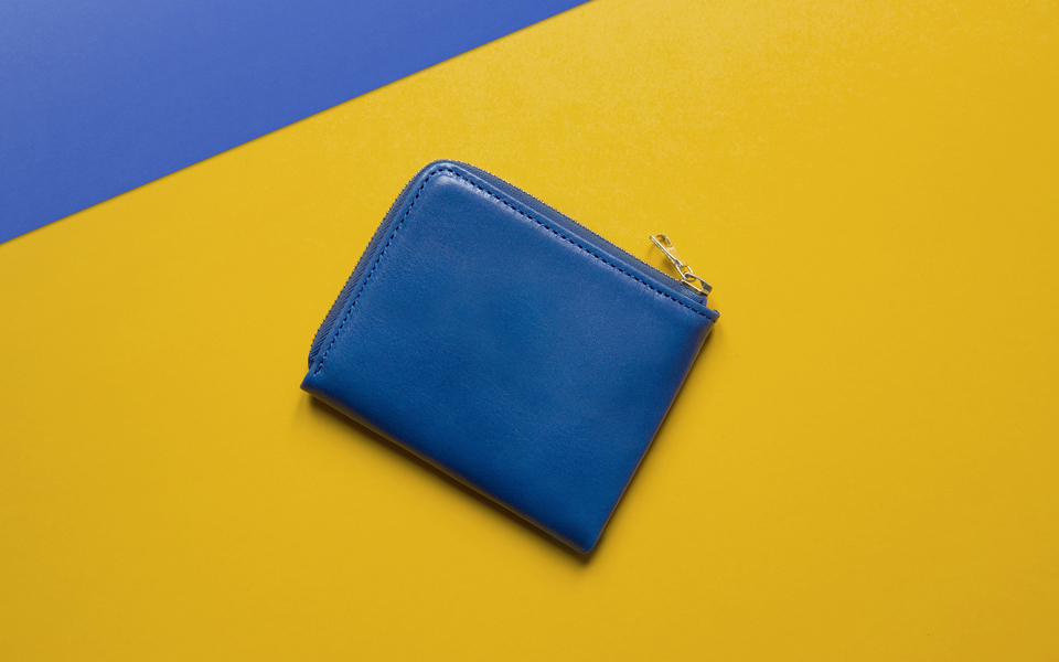 L.W.A. Studio Leather Slim Zipped Wallet Blue