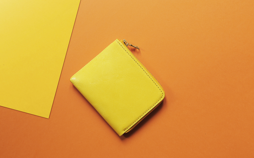 L.W.A. Studio Leather Slim Zipped Wallet Yellow